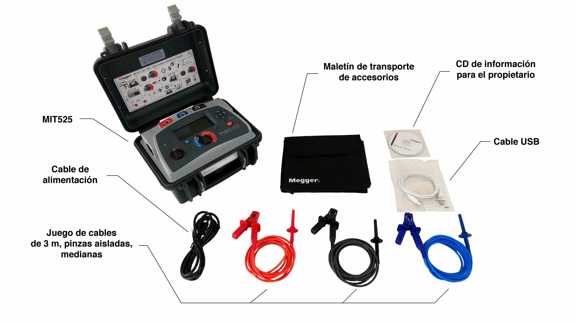 Accesorios del equipo MIT525 marca Megger